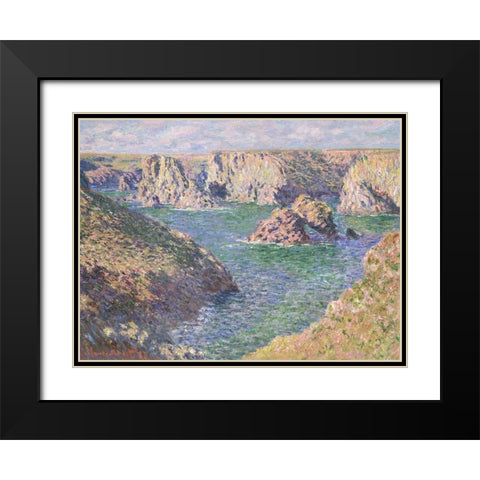 Port Domois - Belle Isle Black Modern Wood Framed Art Print with Double Matting by Monet, Claude