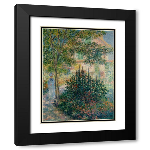 In the Garden at Argenteuil Black Modern Wood Framed Art Print with Double Matting by Monet, Claude