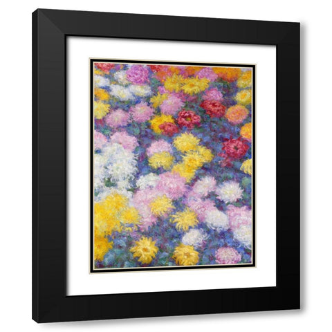 Chrysanthemums Black Modern Wood Framed Art Print with Double Matting by Monet, Claude