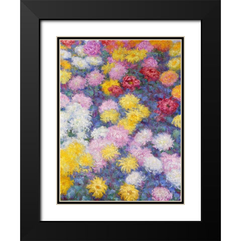 Chrysanthemums Black Modern Wood Framed Art Print with Double Matting by Monet, Claude