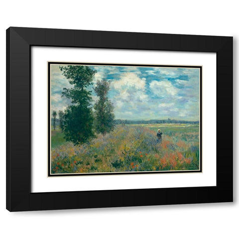 Poppy Fields near Argenteuil Black Modern Wood Framed Art Print with Double Matting by Monet, Claude