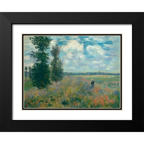 Poppy Fields near Argenteuil Black Modern Wood Framed Art Print with Double Matting by Monet, Claude