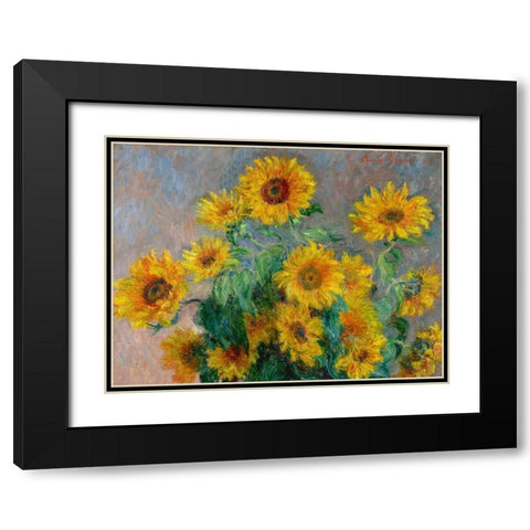 Sunflowers (detail) Black Modern Wood Framed Art Print with Double Matting by Monet, Claude