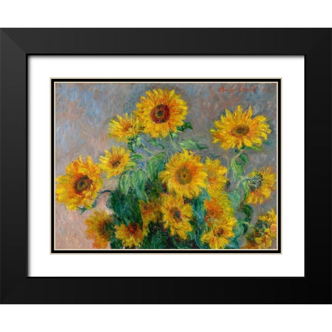 Sunflowers (detail) Black Modern Wood Framed Art Print with Double Matting by Monet, Claude