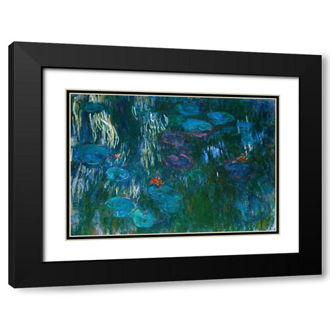 Water Lilies Black Modern Wood Framed Art Print with Double Matting by Monet, Claude