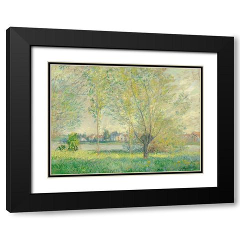The Willows Black Modern Wood Framed Art Print with Double Matting by Monet, Claude