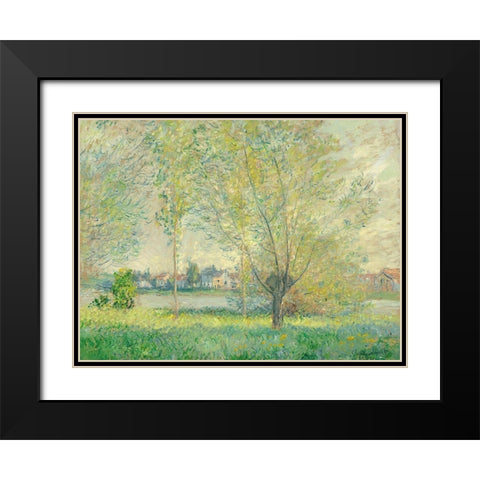 The Willows Black Modern Wood Framed Art Print with Double Matting by Monet, Claude