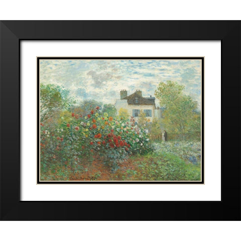 The Artists Garden in Argenteuil Black Modern Wood Framed Art Print with Double Matting by Monet, Claude