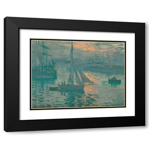 Sunrise (Marine) Black Modern Wood Framed Art Print with Double Matting by Monet, Claude
