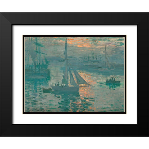 Sunrise (Marine) Black Modern Wood Framed Art Print with Double Matting by Monet, Claude