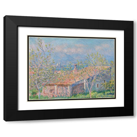 Gardeners House at Antibes Black Modern Wood Framed Art Print with Double Matting by Monet, Claude