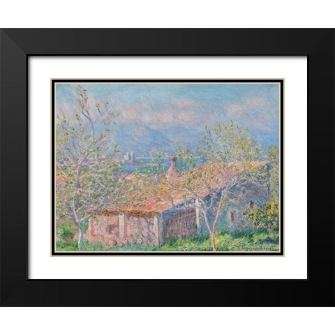 Gardeners House at Antibes Black Modern Wood Framed Art Print with Double Matting by Monet, Claude