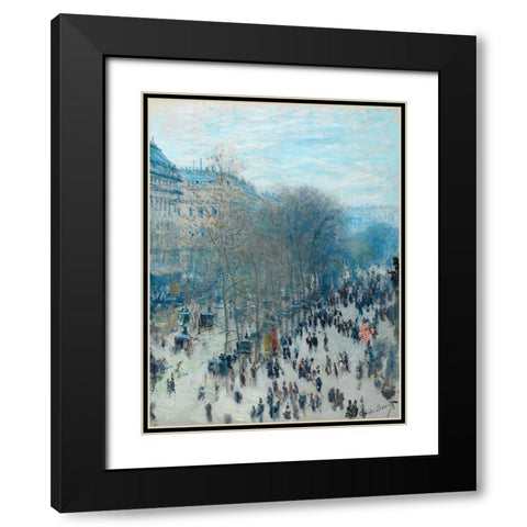Boulevard des Capucines Black Modern Wood Framed Art Print with Double Matting by Monet, Claude