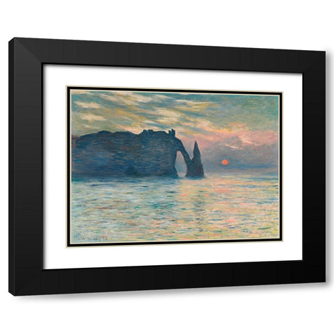 Sunrise at Etretat Black Modern Wood Framed Art Print with Double Matting by Monet, Claude