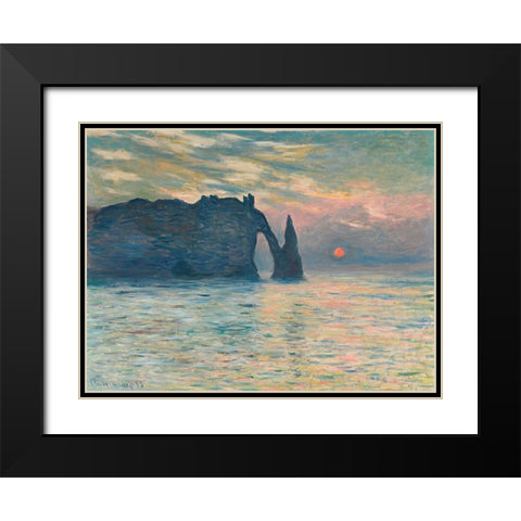 Sunrise at Etretat Black Modern Wood Framed Art Print with Double Matting by Monet, Claude