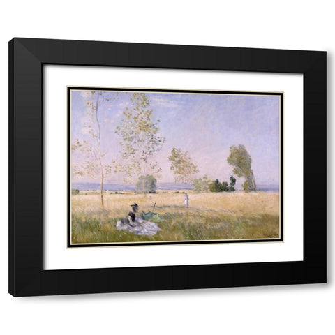 Lete Black Modern Wood Framed Art Print with Double Matting by Monet, Claude
