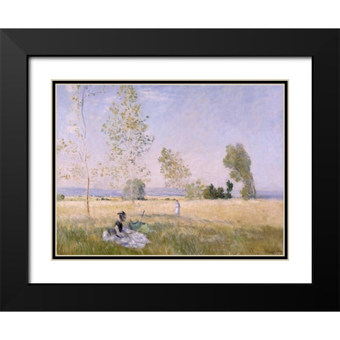 Lete Black Modern Wood Framed Art Print with Double Matting by Monet, Claude