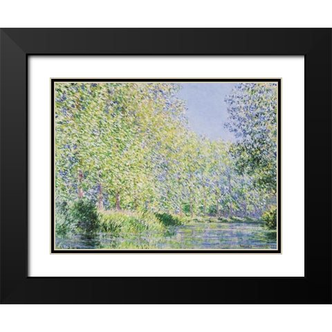 Bend in the Epte River near Giverny Black Modern Wood Framed Art Print with Double Matting by Monet, Claude