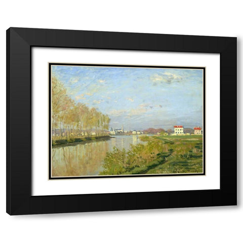 The Seine at Argenteuil Black Modern Wood Framed Art Print with Double Matting by Monet, Claude