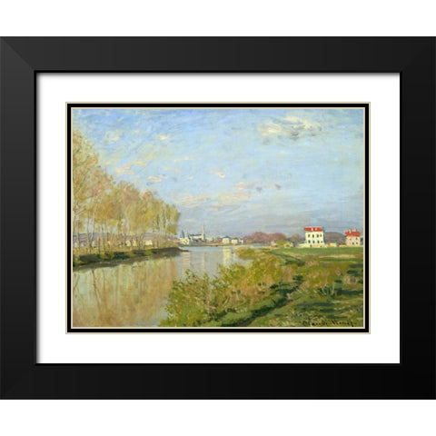 The Seine at Argenteuil Black Modern Wood Framed Art Print with Double Matting by Monet, Claude