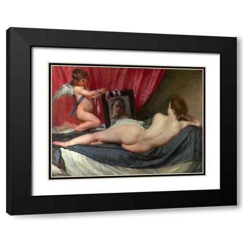 The toilet of Venus Black Modern Wood Framed Art Print with Double Matting by Velazquez, Diego