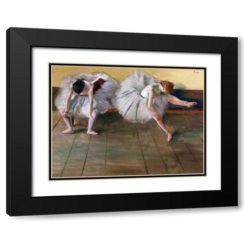 Dancers Black Modern Wood Framed Art Print with Double Matting by Degas, Edgar