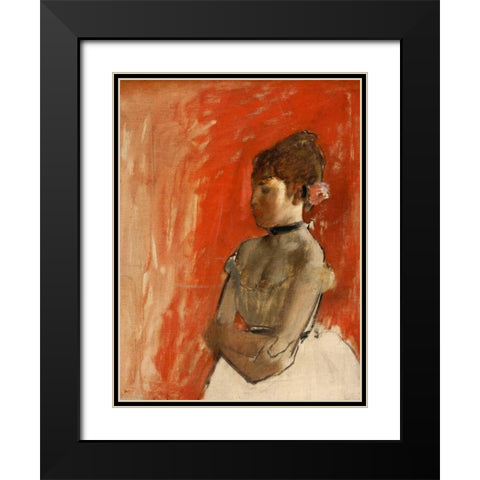 Ballet Dancer with arms crossed Black Modern Wood Framed Art Print with Double Matting by Degas, Edgar