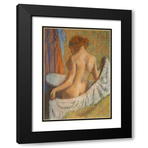 After the Bath Black Modern Wood Framed Art Print with Double Matting by Degas, Edgar