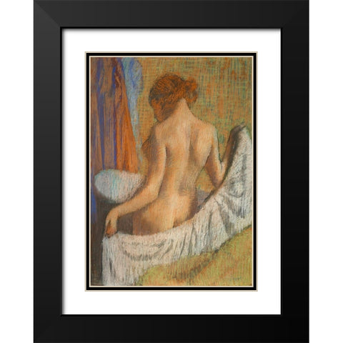 After the Bath Black Modern Wood Framed Art Print with Double Matting by Degas, Edgar