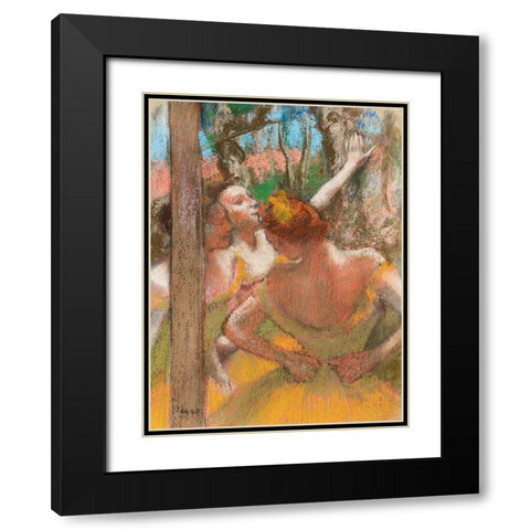 Dancers Black Modern Wood Framed Art Print with Double Matting by Degas, Edgar