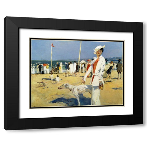 The Seaside Black Modern Wood Framed Art Print with Double Matting by Flameng, Francois