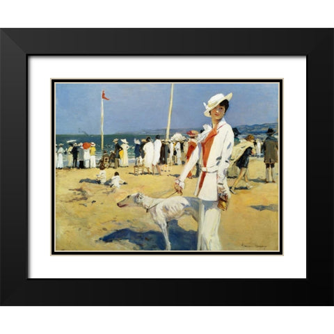 The Seaside Black Modern Wood Framed Art Print with Double Matting by Flameng, Francois