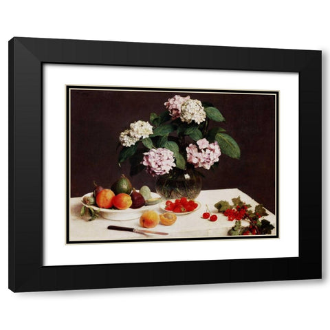 Still Life (detail) Black Modern Wood Framed Art Print with Double Matting by Fantin-Latour, Henri