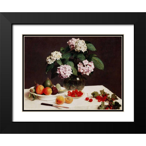 Still Life (detail) Black Modern Wood Framed Art Print with Double Matting by Fantin-Latour, Henri