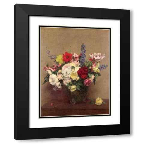 The Rosy Wealth of June Black Modern Wood Framed Art Print with Double Matting by Fantin-Latour, Henri