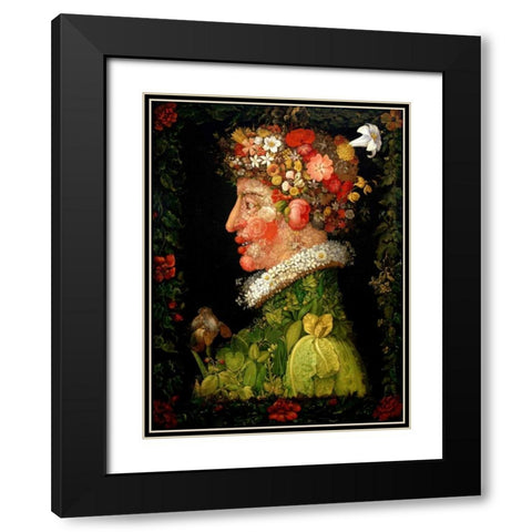 Spring Black Modern Wood Framed Art Print with Double Matting by Arcimboldo, Giuseppe