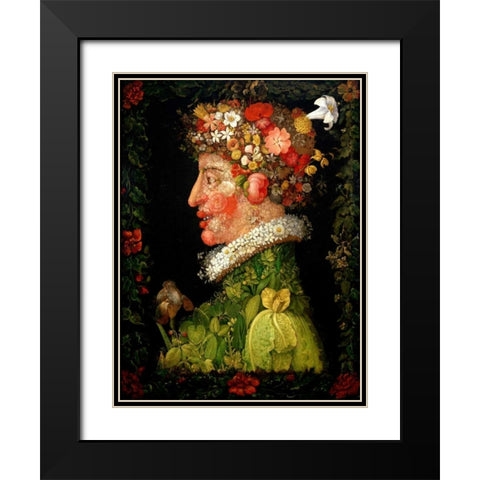 Spring Black Modern Wood Framed Art Print with Double Matting by Arcimboldo, Giuseppe