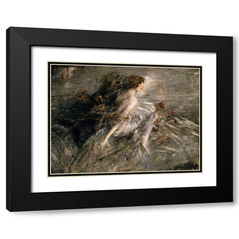 The Marchesa Luisa Casati Black Modern Wood Framed Art Print with Double Matting by Boldini, Giovanni
