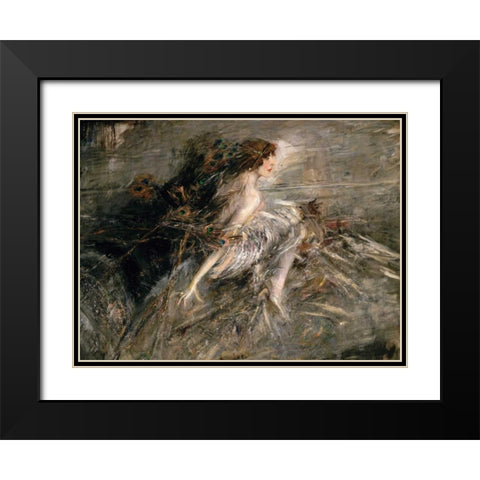 The Marchesa Luisa Casati Black Modern Wood Framed Art Print with Double Matting by Boldini, Giovanni