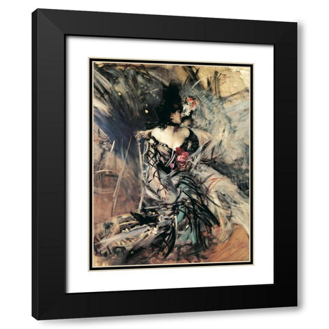 Ballerine spagnole al Moulin Rouge Black Modern Wood Framed Art Print with Double Matting by Boldini, Giovanni