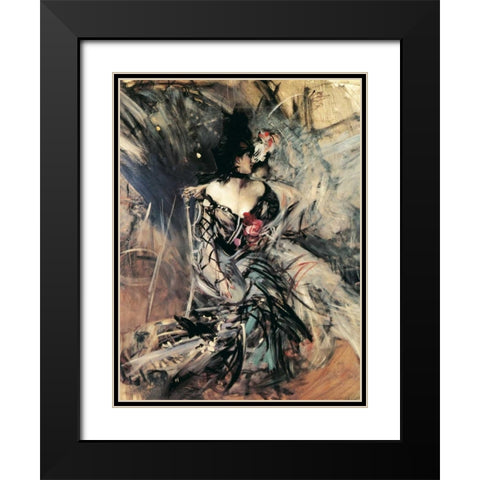Ballerine spagnole al Moulin Rouge Black Modern Wood Framed Art Print with Double Matting by Boldini, Giovanni