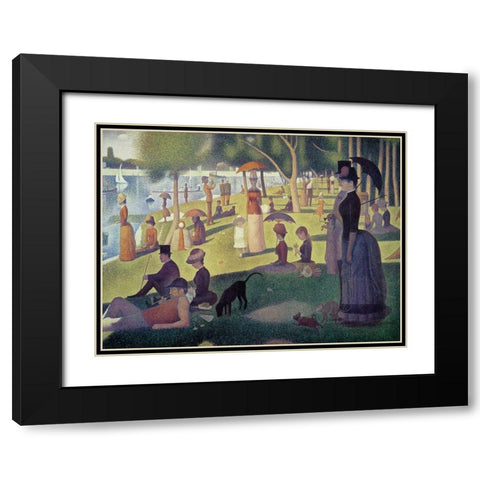 Apres-midi a l le de La Grande Jatte Black Modern Wood Framed Art Print with Double Matting by Seurat, Georges