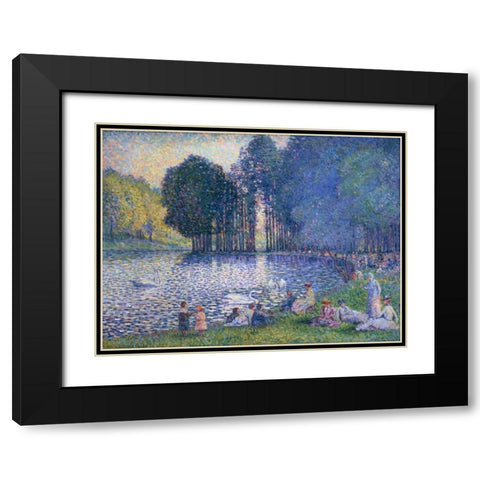 The Lake of the Bois de Boulogne Black Modern Wood Framed Art Print with Double Matting by Cross, Henri Edmond