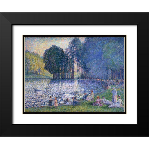 The Lake of the Bois de Boulogne Black Modern Wood Framed Art Print with Double Matting by Cross, Henri Edmond