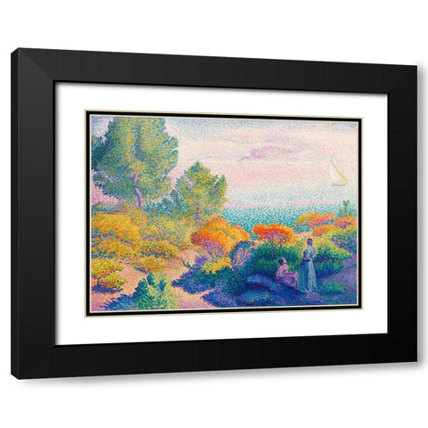 Two Women by the Shore, Mediterranean Black Modern Wood Framed Art Print with Double Matting by Cross, Henri Edmond