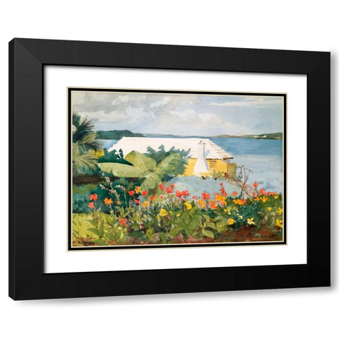 Flower Garden and Bungalow, Bermuda Black Modern Wood Framed Art Print with Double Matting by Homer, Winslow
