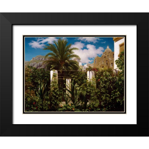 Garden of an Inn Capri Black Modern Wood Framed Art Print with Double Matting by Leighton, Frederic