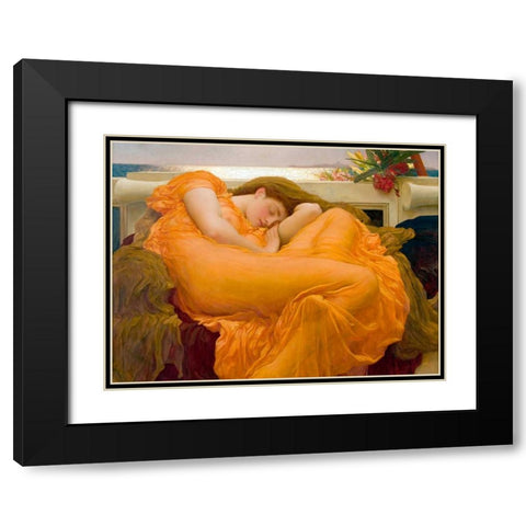 Flaming June Black Modern Wood Framed Art Print with Double Matting by Leighton, Frederic
