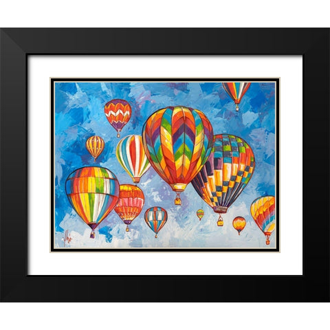 Parata di mongolfiere Black Modern Wood Framed Art Print with Double Matting by Florio, Luigi