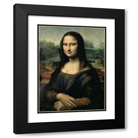 Monna Lisa Black Modern Wood Framed Art Print with Double Matting by da Vinci, Leonardo